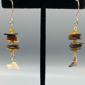 Natural Shell Chip Earrings with Crystal - (7)